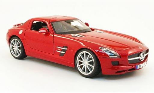 Diecast model cars Mercedes SLS Coupe AMG (C197) metallic red 2010 1/18 Maisto
