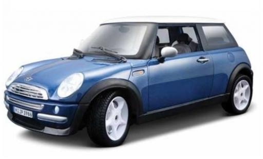 Diecast model cars Mini Cooper Base metallic blue/white 1/24 Maisto