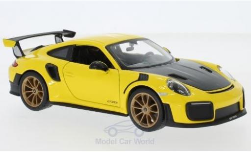 Diecast model cars Porsche 911 GT2 RS (991.2) yellow/black 2018 1/24 Maisto