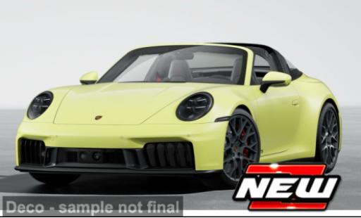 Diecast model cars Porsche 911 Targa (992.2) 4 GTS Hybrid yellow 2025 1/18 Maisto