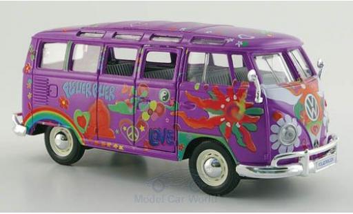 Diecast model cars Volkswagen T1 B Samba Bus purple/Dekor Hippie Massstab 1/24 Maisto