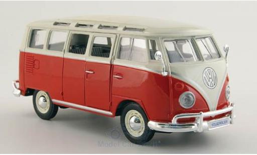 Diecast model cars Volkswagen T1 Base Sambabus red/white Ma&Atilde;�stab 1/24 Maisto