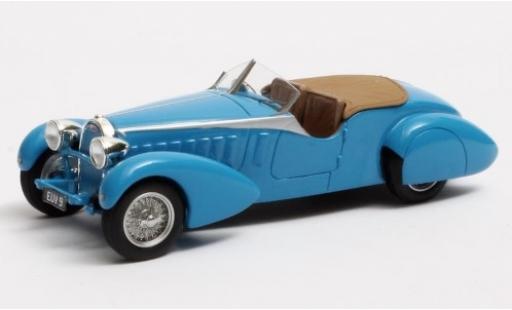 Diecast model cars Bugatti 57 tourer Type TT by Bertelli blue RHD 1935 Fahrgestellnr. 316 Therese 1/43 Matrix