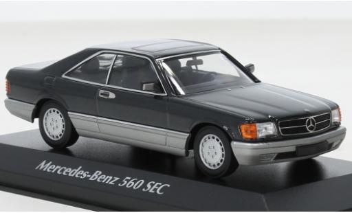 Diecast model cars Mercedes 560 Coupe SEC (C126) metallise black 1986 1/43 Maxichamps