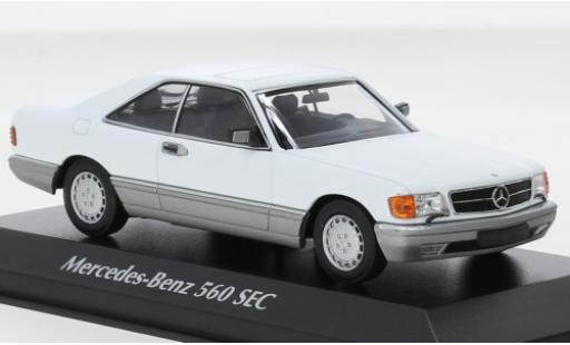 Diecast model cars Mercedes 560 Coupe SEC (C126) white 1986 1/43 Maxichamps