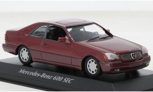 Diecast model cars Mercedes 600 AMG SEC (C140) metallise red 1992 1/43 Maxichamps