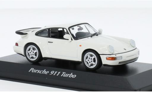 Diecast model cars Porsche 911 Turbo white 1990 1/43 Maxichamps