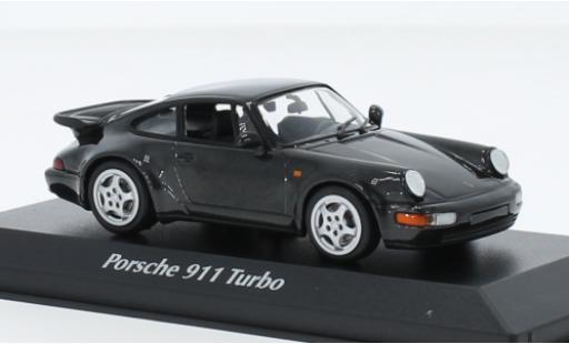 Diecast model cars Porsche 911 Turbo metallise black 1990 1/43 Maxichamps