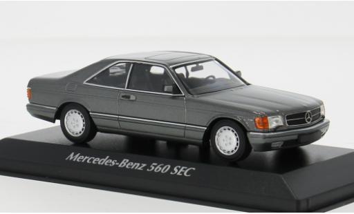 Diecast model cars Mercedes 560 Coupe SEC (C126) metallise grey 1986 1/43 Maxichamps