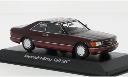 Diecast model cars Mercedes 560 Coupe SEC (C126) metallise red 1986 1/43 Maxichamps