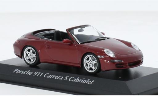 Diecast model cars Porsche 911 S Carrera Convertible metallise red 2005 1/43 Maxichamps