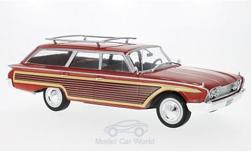 Diecast model cars Ford Country Squire Woody Wagon red/Holzoptik 1960 with roofreling 1/18 MCG