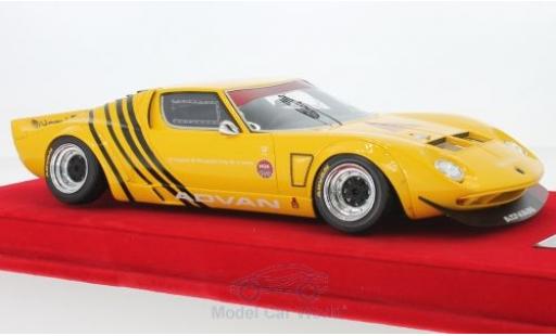 Diecast model cars Lamborghini Miura LB-Works LB Works yellow/black Chassis Ford GT40 N4 Liberty Walk 1/18 MCW Models