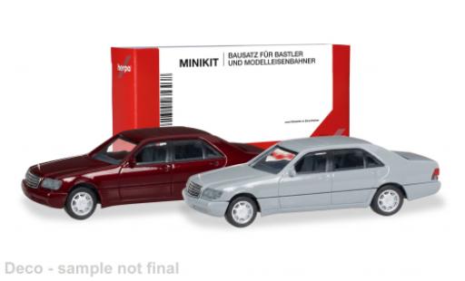 Diecast model cars Mercedes Classe S Base (W140) red/grey 1/87 Herpa MiniKit