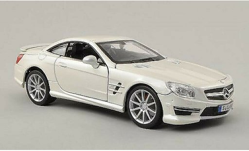 Mercedes Classe SL 65 1/24 Burago AMG (R231) white hood closed diecast model cars