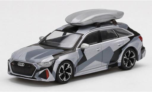 Diecast model cars Audi RS6 avant grey/Dekor with roofbox 1/64 Mini GT