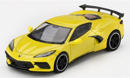 Diecast model cars Chevrolet Corvette Stingray (C8) metallic yellow 2020 1/64 Mini GT