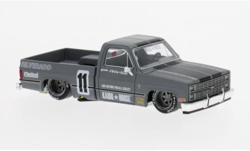 Diecast model cars Chevrolet Silverado pickup grey 1980 1/64 Mini GT