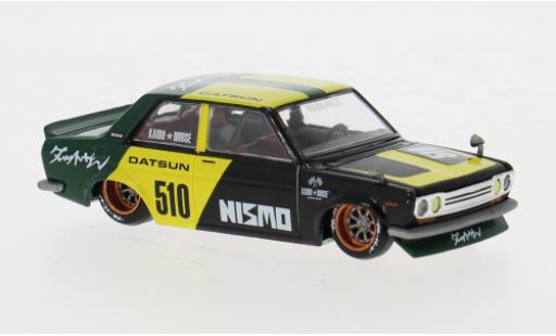 Diecast model cars Datsun 510 Sedan black/yellow 1969 1/64 Mini GT