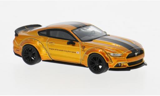 Diecast model cars Ford Mustang LB Works gold/black 2017 1/64 Mini GT
