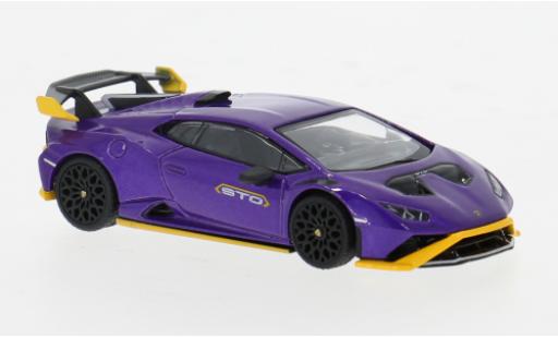 Diecast model cars Lamborghini Huracan STO purple/yellow 1/64 Mini GT