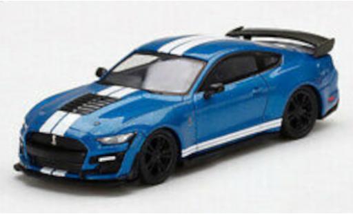 Diecast model cars Ford Mustang Shelby GT500 Ford Mustang metallise blue/white 1/64 Mini GT