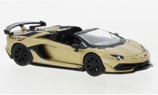 Diecast model cars Lamborghini Aventador SVJ Roadster metallise beige 1/64 Mini GT