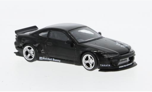 Diecast model cars Nissan Silvia S15 () Rocket Bunny metallise black RHD 1/64 Mini GT