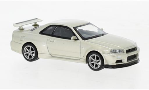 Diecast model cars Nissan Skyline R34 GT-R () M-Spec metallise beige 1/64 Mini GT