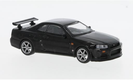 Diecast model cars Nissan Skyline R34 GT-R () V-Spec metallise black 1/64 Mini GT