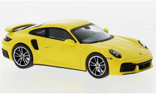 Diecast model cars Porsche 911 Turbo s yellow 1/64 Mini GT