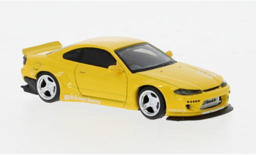 Diecast model cars Nissan Silvia S15 () Rocket Bunny yellow 1/64 Mini GT