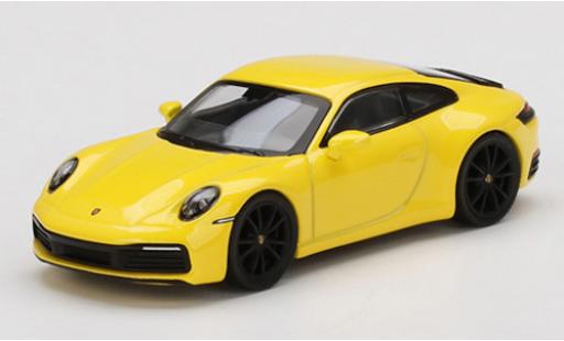 Diecast model cars Porsche 911 4S Carrera yellow 1/64 Mini GT