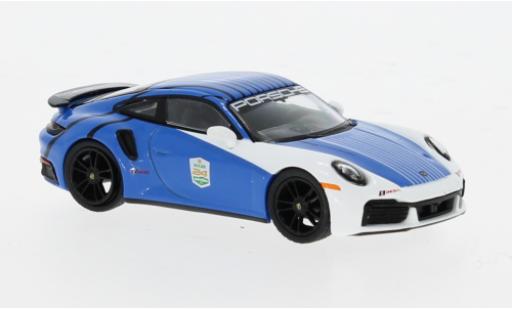Diecast model cars Porsche 911 Turbo S blue/white 2023 1/64 Mini GT