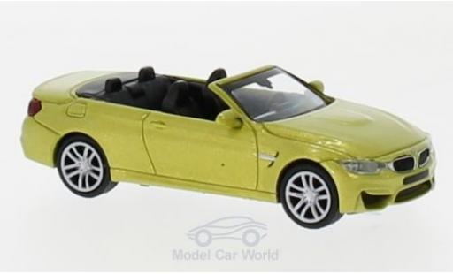 Diecast model cars Bmw M4 Cabriolet Convertible metallic yellow 2015 1/87 Minichamps