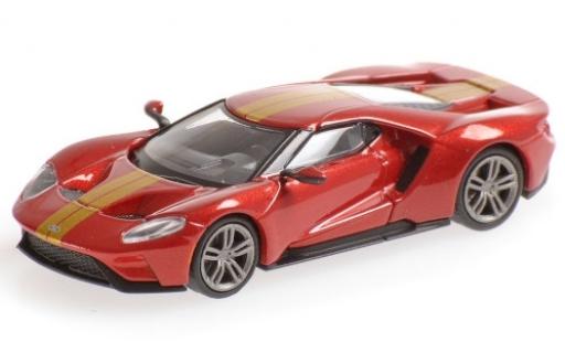Diecast model cars Ford GT Berlinetta metallic red/gold 2018 Shmee150 1/87 Minichamps