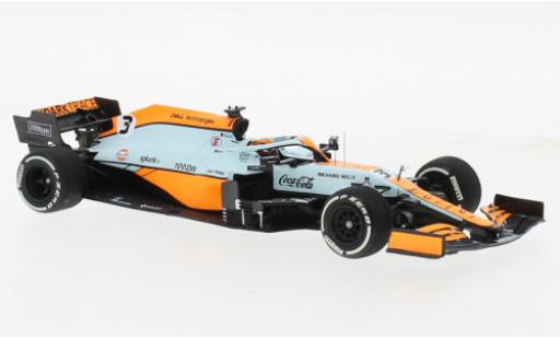 Diecast model cars McLaren F1 MCL35M No.3 Team Gulf formula 1 GP Monaco 2021 1/43 Minichamps