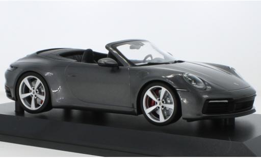 Diecast model cars Porsche 911 4S Carrera Convertible metallise grey 2019 1/18 Minichamps