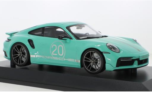 Diecast model cars Porsche 911 Turbo s turquoise 2021 1/18 Minichamps