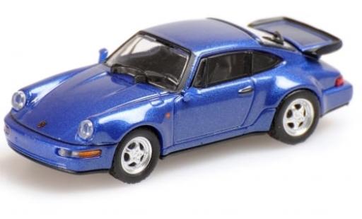 Diecast model cars Porsche 911 Turbo metallise blue 1990 1/87 Minichamps