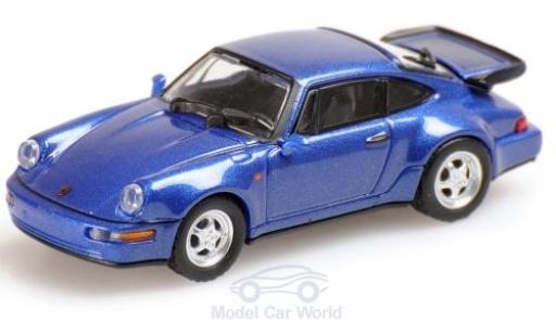 Diecast model cars Porsche 911 Turbo metallic blue 1990 1/18 Minichamps