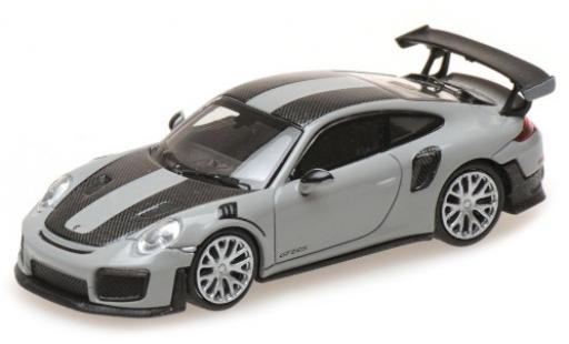 Diecast model cars Porsche 911 GT2 RS grey 2018 avec Carbon-stripes 1/87 Minichamps