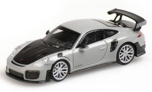 Diecast model cars Porsche 911 GT2 RS grey 2018 avec Carbon-Capot 1/87 Minichamps