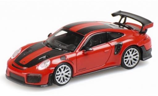 Diecast model cars Porsche 911 GT2 RS red 2018 avec Carbon-stripes 1/87 Minichamps