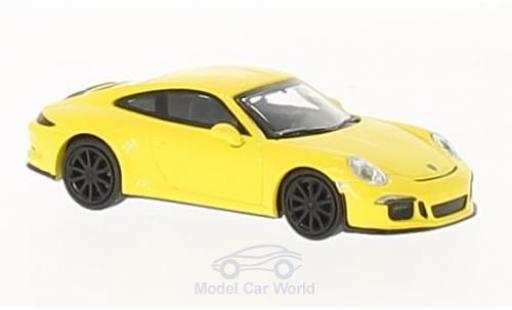 Diecast model cars Porsche 911 R yellow 2016 with blacken Felgen 1/87 Minichamps