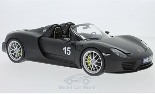 Diecast model cars Porsche 918 Weissach Package Spyder matt-black 2015 - 1/18 Minichamps