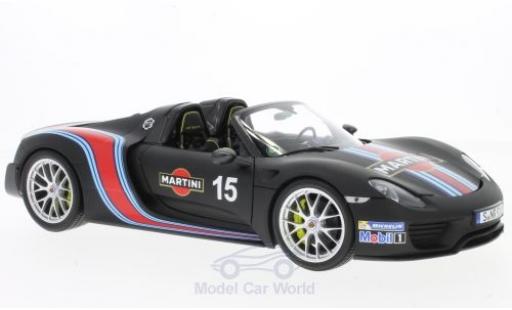 Diecast model cars Porsche 918 2013 Spyder matt-black Martini Weissach-Package 1/18 Minichamps