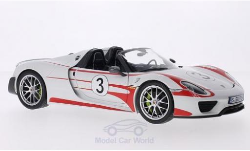 Diecast model cars Porsche 918 2013 Spyder white/Dekor Weissach Package No.3 Salzburg 1/18 Minichamps