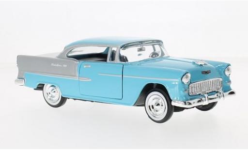 Diecast model cars Chevrolet Bel Air Coupe blue/grey 1955 1/24 Motormax