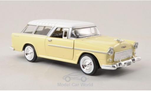 Diecast model cars Chevrolet Bel Air Station Wagon Nomad yellow/white 1955 1/24 Motormax